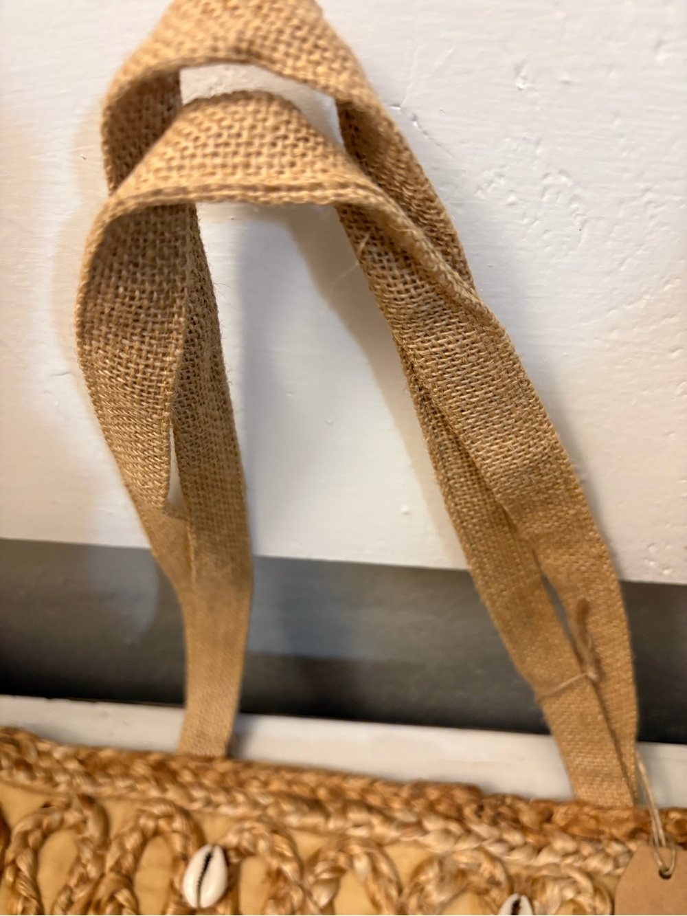 Salt + Umber Natural Straw Shell-Embellished Tote in Tan - Picture 3 of 5